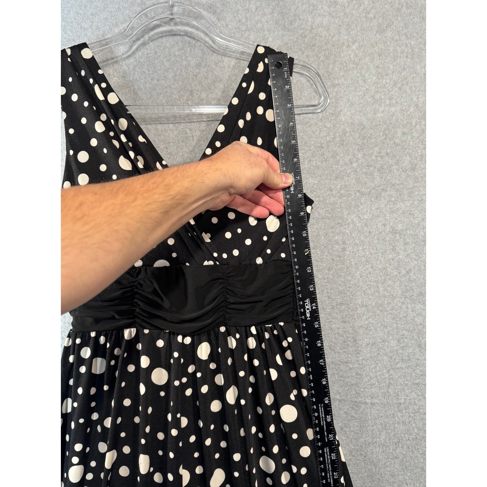 Donutz, INC Fit & Flare Dress Women's Black White Polka Dot Sweetheart Neck - Picture 8 of 9